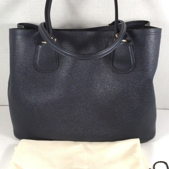 Coach Kitt Carryall Tote Blue Crossgrain Leather - Picture 2 of 8